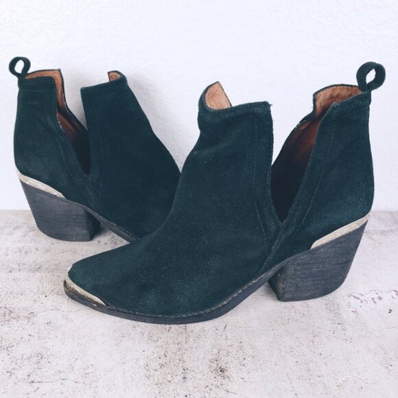 Jeffrey Campbell Cromwell Western Cutout Ankle Booties Black Leather sz 7.5 Boho - Picture 3 of 16